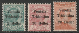 Austria 1918 Sc N61-3 Italian Occ Trentino Sa 28-30 Yt 28-30 Set MH* - Trentino