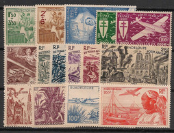 GUADELOUPE - 1942-47 - Poste Aérienne PA N°Yv. 1 à 15 - Complet - 15 Valeurs - Neuf Luxe ** / MNH / Postfrisch - Poste Aérienne
