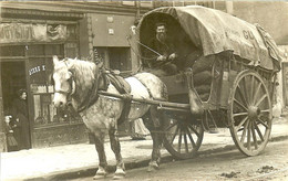 93 LE PRE SAINT GERVAIS BELLE CARTE PHOTO LIVREUR DE POMMES DE TERRE DE BRETAGNE  AVEC UNE CHARRETTE ET UN CHEVAL - Le Pre Saint Gervais