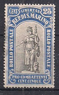 SAN MARINO 1918 PRO COMBATTENTI SASS. 58 USATO VF - Usati