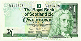 Scotland - 1 Pound - 25 March 1987 - Pick 346.a - ( 135 X 67 ) Mm - The Royal Bank Of Scotland PLC - 1 Pond