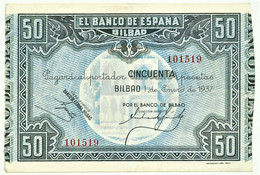 ESPAÑA - 50 Pesetas - 01.01.1937 - Pick S 564.a - Banco De Bilbao - GUERRA CIVIL WAR - 50 Pesetas