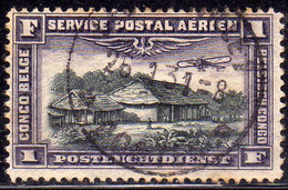 BELGIAN CONGO BELGA BELGE 1920 AIR POST STAMPS SERVICE POSTAL AERIEN COUNTRY STORE 1fr USED OBLITERE' USATO - Gebraucht