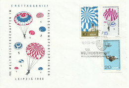 ALEMANIA ORIENTAL ,    SOBRE  CONMEMORATIVO  LEIPZIG  1966 - Parachutespringen