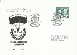 SUECIA, CARTA  CONMEMORATIVA  AÑO  1979 - Parachutting