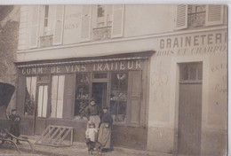 TRAPPES (Yvelines) - Carte-photo Rue Nationale Devanture Magasin Commerce De Vins Traiteur Bazin Ancienne Maison Pollet - Trappes