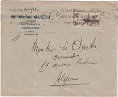 Algérie - Constantine R.P - Lettre Entête Huissier Pour Alger - 90c Poste Algérie Exposition Inter. New York 1939 - 1939 - Gebraucht