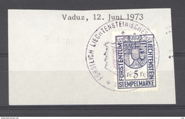 Liechtenstein  -  Fiscaux  :  5 F Sur Fragment De 1973 - Steuermarken