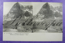 Cpa Stéréoscopique St Gothard Hospenthal Chemin De Fer De La Jungfrau - Station De La Petite Scheideck. N°11 L.L. & 18 - Cartoline Stereoscopiche