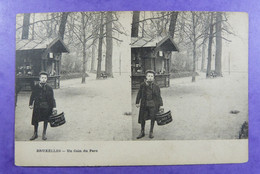 Cpa Stéréoscopique  Bruxelles Coin Du Parc  Kiosk - Stereoscope Cards