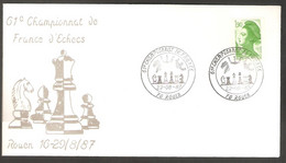 France 1987 Rouen - Chess Cancel On Commemorative Envelope - Echecs