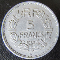 France - Monnaie 5 Francs Lavrillier 1948 B (Beaumont-Le-Roger) En Aluminium - Millésime Peu Commun - J. 5 Francos