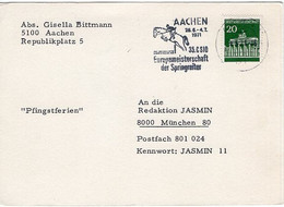 50581 - Bund - 1971 - 20Pfg. Brandenburger Tor EF A. Kte. AACHEN - EUROPAMEISTERSCHAFT DER SPRINGREITER -> Muenchen - Hippisme