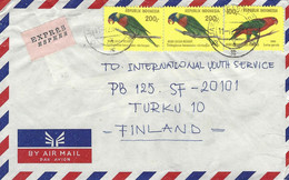 Indonesia 1980 Jakarta Chattering Lory Lorius Garrulus Coconut Lorikeet Trichoglossus Haematodus Express Cover - Papagayos