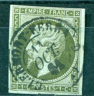 FRANCE    N° 11 /  1 C. Olive .Napoléon III. Légende EMPIRE FRANC. Côte 90,00€ - 1853-1860 Napoléon III.