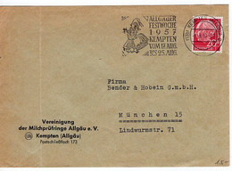 50597 - Bund - 1957 - 20Pfg. Heuss I EF A. Bf. MaschStpl. KEMPTEN - ALLGAEUER FESTWOCHE ... -> Muenchen - Sonstige & Ohne Zuordnung