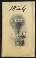 BALLOON BRAZIL 1892 Small Waterlow IMPERF DIE PROOF OF VIGNETTE ONLY Printed In Black On Ungummed Paper With A Number Ab - Unclassified