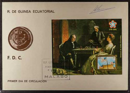 CHESS - ANATOLY KARPOV AUTOGRAPHED COVER 1979 Equatorial Guinea FDC Bearing Miniature Sheet (Benjamin Franklin Playing C - Unclassified