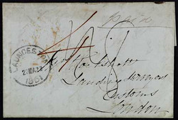 1851 (March) "Paid" Entire To Customs, London, Showing Neat Upright Launceston C.d.s., Manuscript "4" In Red And "1/8" I - Autres & Non Classés