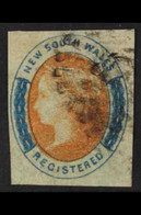 NEW SOUTH WALES 1856-59 Registered 6d Orange And Prussian Blue, SG 104, With Four Good Margins And Neatly Cancelled. For - Autres & Non Classés