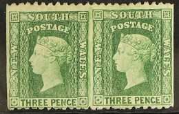 NEW SOUTH WALES 1882-97 3d Yellow-green Perf 11, IMPERF BETWEEN PAIR, SG 226da, Fine Mint. An Impressive Example Of This - Autres & Non Classés