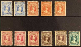 QUEENSLAND 1886 HIGH VALUES CHALON GROUP On Thick Paper (SG 157/161) Mint Or Unused & Includes, 2s Blues (2, 1 With Thin - Autres & Non Classés