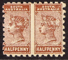 SOUTH AUSTRALIA 1891 ½d Red-brown, Horizontal Pair Variety "imperf Between", Compound Perfs SG 186a, Mint Large Part O.g - Autres & Non Classés