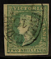 VICTORIA 1854 2s Dull Bluish Green / Pale Yellow, SG 35, Very Fine Used With 4 Margins & '10 / V' Barred Oval Cancel. Pr - Autres & Non Classés