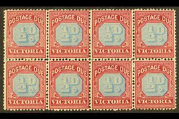 VICTORIA POSTAGE DUE 1890-4 ½d Dull Blue & Deep Claret, BLOCK OF 8, SG D1a, Never Hinged Mint. For More Images, Please V - Autres & Non Classés