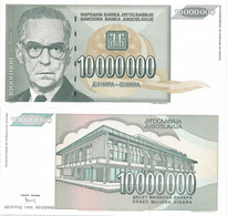 Yugoslavia 10.000.000 Dinara 1993. UNC Without Serial Number RRR - Joegoslavië