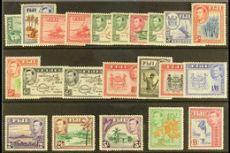 1938-55 KGVI Definitives Complete Set, SG 249/66b, Fine Mint, Many Stamps (including 10s & £1) Never Hinged. (22 Stamps) - Fiji (...-1970)