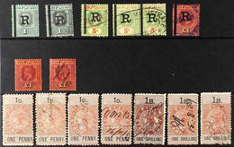 REVENUE STAMPS Interesting Group, With QV "Stamp Duty" 1d (4) And 1s (3); KGV (overprinted "R" Plus Vertical Bar Over "P - Fiji (...-1970)