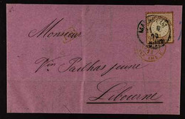 1873 (June) Entire Commercial Letter To Libourne, France, Bearing 1872 9 Kr Reddish Brown (Michel 27a, Scott 25) Tied By - Autres & Non Classés