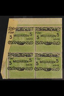 HESSEN - DARMSTADT REVENUES 1923 5mld On 100m Black & Green Surcharge, Fine Mint Upper Left Corner BLOCK Of 4 With Spect - Autres & Non Classés