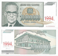 Yugoslavia 10.000.000 Dinara 1994. UNC Zero Numbered RRR - Joegoslavië