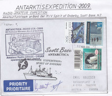 Scott Base 2009 Cover Amateur Radio M/v Spirit Of Enderby 2 Signatures (AB213A) - Cartas & Documentos