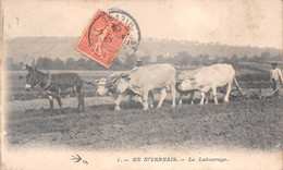 58 - En  Nivernais - Le Labourage Magnifiquement Animé - Attelage De Boeufs Avec Mulet - Attelages