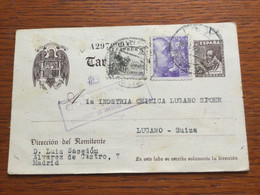 SCHW584 Spanien Ganzsache Stationery Entier Postal  P 97 Von Madrid Mit Zensur Nach Lugano - 1931-....