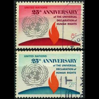 UN-NEW YORK 1973 - Scott# 242-3 Human Rights Set Of 2 Used - Oblitérés