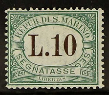 POSTAGE DUES 1924 10L Green, Sassone 18 (SG D110), Very Fine And Fresh Mint. For More Images, Please Visit Http://www.sa - Other & Unclassified