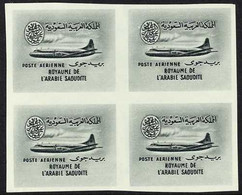 1963-65 AIR "Vickers Viscount 800" Imperf Vignette Proof In Deep Grey-green (as Used For 6p, SG 484), A Fine Block Of Fo - Arabie Saoudite