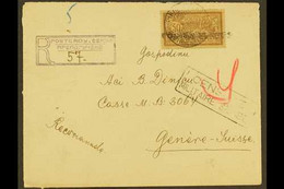 1918 Registered Censored Cover From Corfu Addressed To Switzerland, Bearing France 50c Stamp Tied By Serbian Cyrillic Cd - Serbie