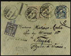 1899 COVER TO TUNISIA (Nov 23rd) An Attractive Cover To Tunis From Switzerland Bearing 3c Pair & 12c Tied By Liestal Cds - Other & Unclassified