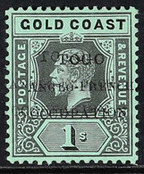 1915 ANGLO-FRENCH OCCUPATION (May) 1s Black On Green Of Gold Coast, OVERPRINT DOUBLE, SG H41g, Very Fine Mint, A Very Sc - Other & Unclassified