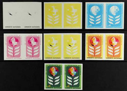 VIENNA OFFICES 1980 6s 35th Anniversary Seven Different PROGRESSIVE COLOUR IMPERF PROOFS PAIRS, Scott V13PP, Superb Neve - Other & Unclassified