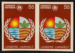 VIENNA OFFICES 1982 5s Human Environment IMPERF PLATE PROOFS PAIR, Scott V25PL, Superb Never Hinged Mint, With Inked Fin - Other & Unclassified