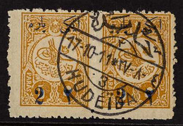 OTTOMAN POSTS 1910 5pa Yellow-ochre Of Turkey, Michel 179, A Very Fine Used Horizontal Pair With "HUDEIDA" Cds Cancellat - Yémen