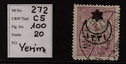 OTTOMAN POSTS 1915 25pi Reddish-lilac Of Turkey With "Star And Crescent" Overprint, Michel 272, Fine Used With "YERIM" C - Yémen