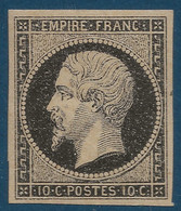 France Napoléon 1853/62 Type I Essai à 10c En Noir Avec Gomme Sur Papier Teinté TTB Cote : 100 € - Altri & Non Classificati