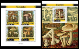 S. TOME & PRINCIPE 2021 - Mushrooms, M/S + S/S. Official Issue [ST210609] - Hongos